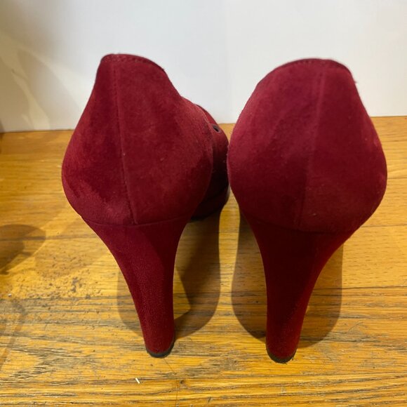 Stuart Weitzman Red Suede Platform Heels Size 9.5 - Picture 6 of 8